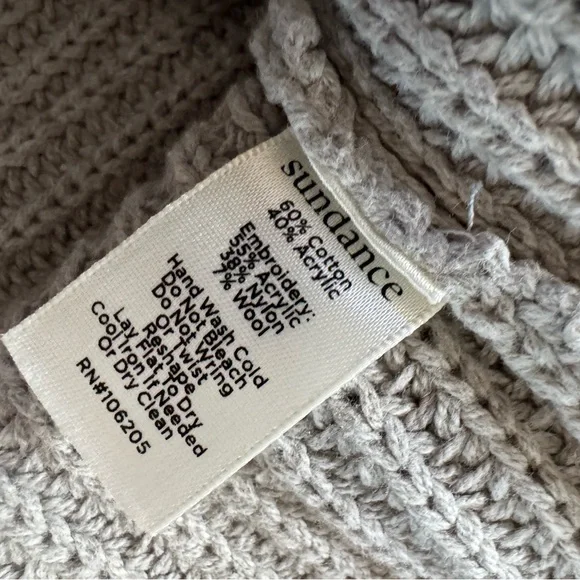 Sundance embroidered cowl-neck sweater Grey Medium - Picture 8 of 8